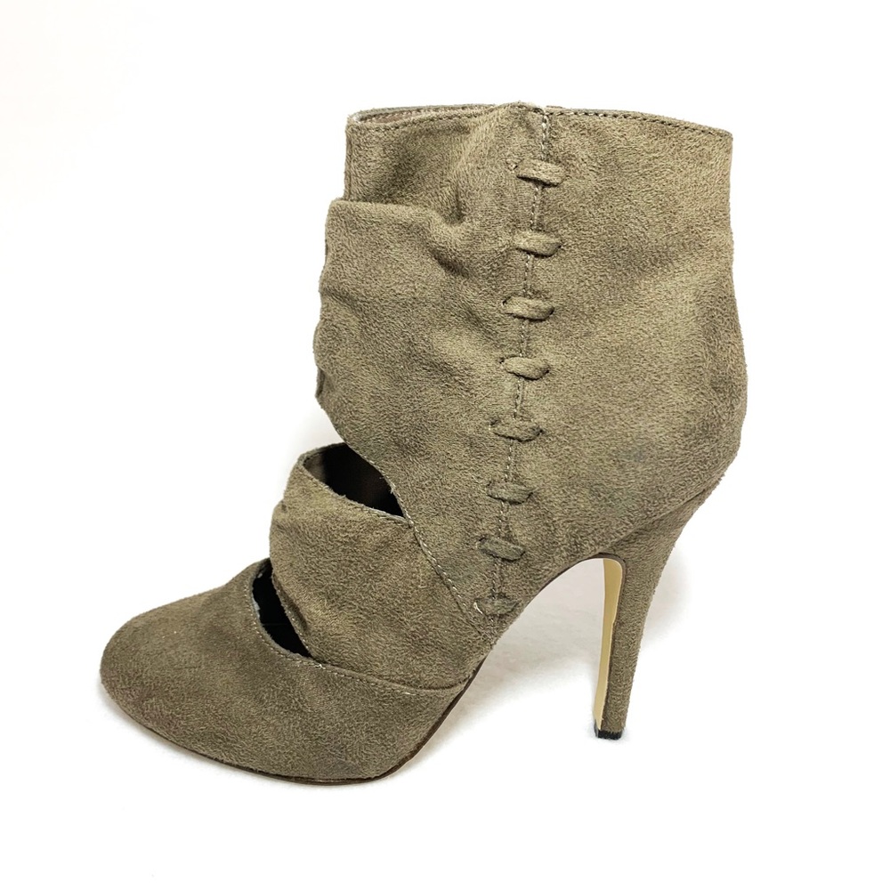 SHOE DAZZLE Taupe Micro Suede Ankle Boots
